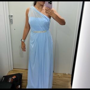 David’s Bridal bridesmaid dress with strass details.